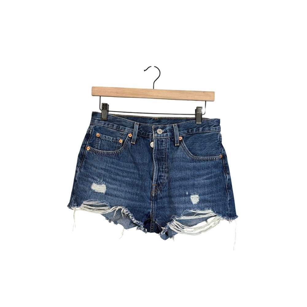 Levi's Premium‎ 501 Original High Rise Cutoff Denim Shorts Blue Size 27